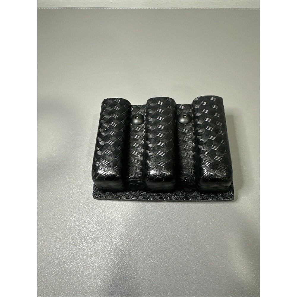 Safariland 775 Triple Magazine Pouch Black Leather Basketweave Glock 17/22